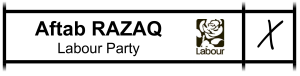 Aftab Razaq ballot