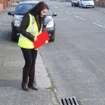 Angeliki inspecting drain