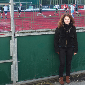 Angeliki Stogia by the 5-a-side football pitches