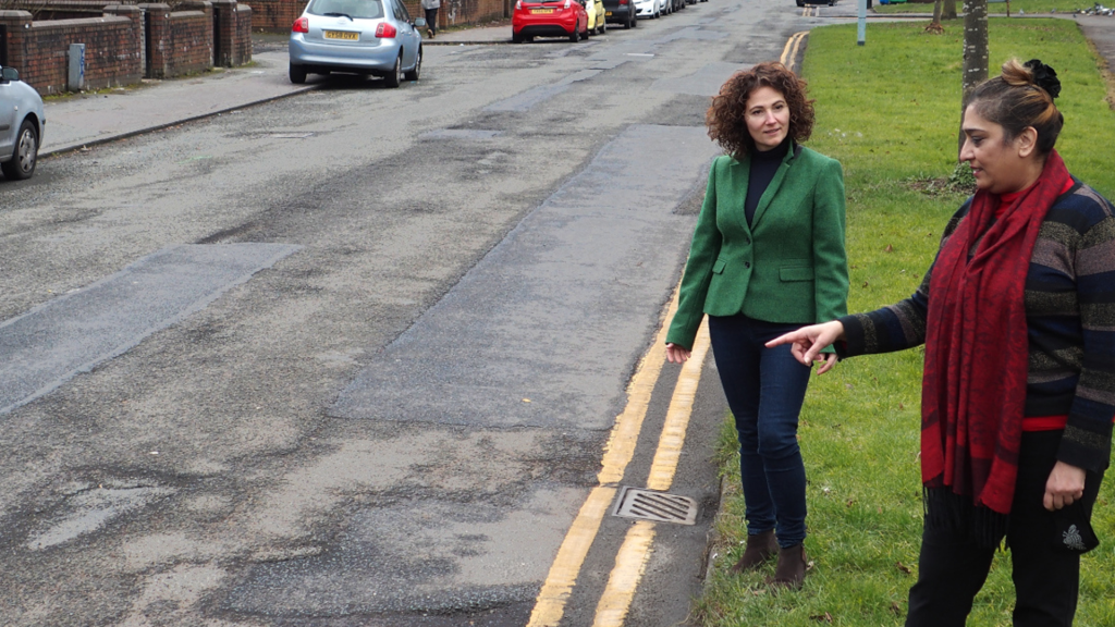Angeliki and Bano inspecting the current state of Yarburgh St road surface
