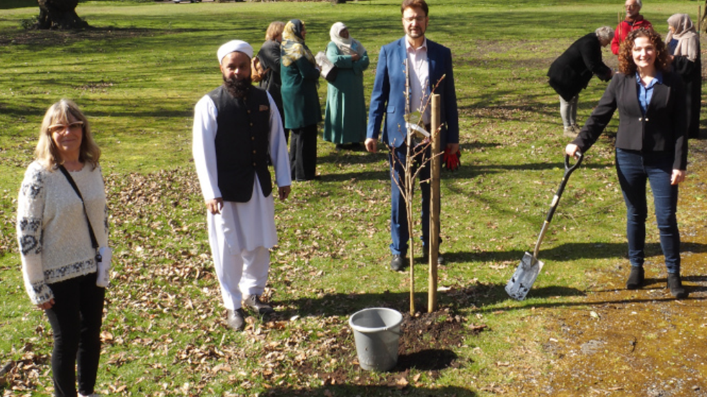 Whalley Range Labour - Aftab Razak Afzal Khan and Ageliki Stogia at BMHC Tree Planting