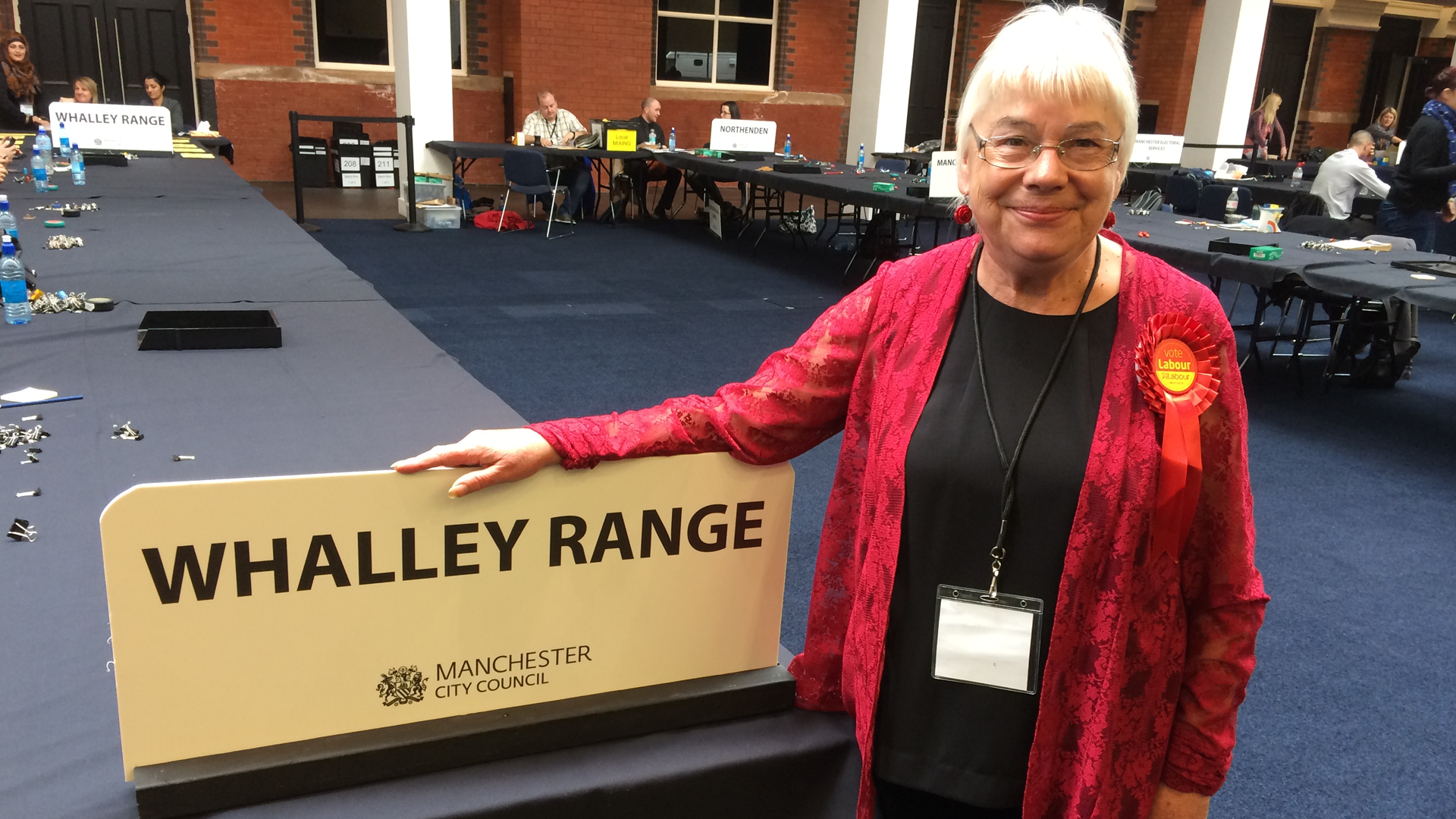 Whalley Range Labour - Councillor Mary Watson at Election Count